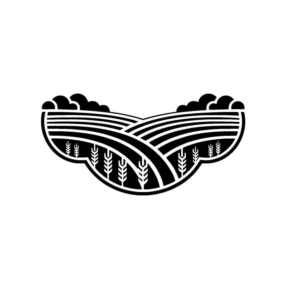 Stylized Wheat Fields Emblem, Vintage Farm vector