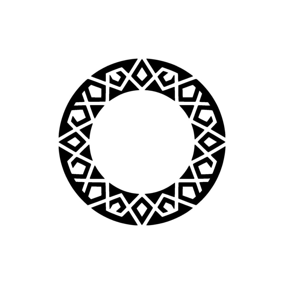 Geometric Tribal Circle, Intricate Black Pattern, Minimalist vector