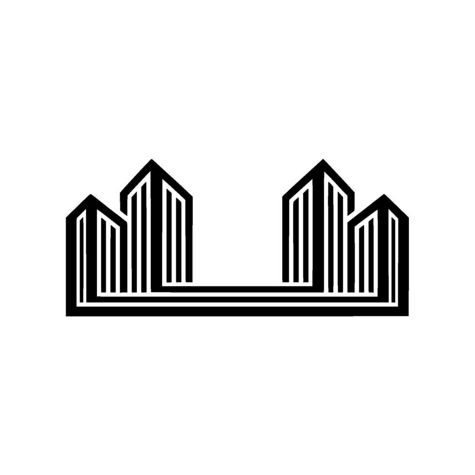 Geometric Cityscape, Minimalist Architecture vector