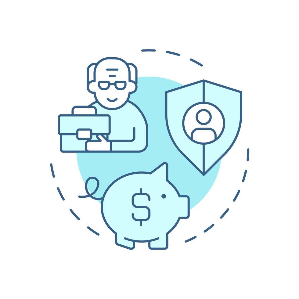Retirement benefits soft blue concept icon. Financial planning, investment. Pension, savings. Round shape line illustration. Abstract idea. Graphic design. Easy to use in article, blog post vector