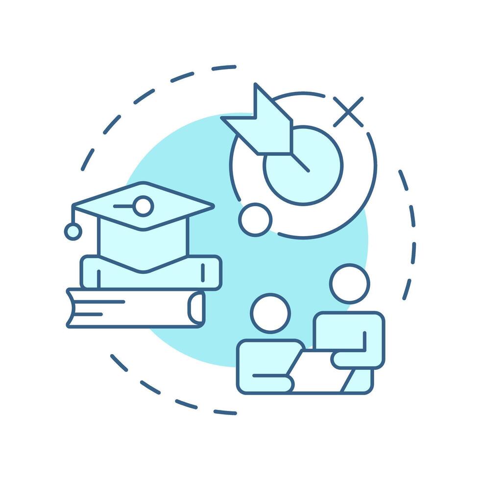 Purpose soft blue concept icon. Professional knowledge, education. Teamwork, communication. Round shape line illustration. Abstract idea. Graphic design. Easy to use in article, blog post vector