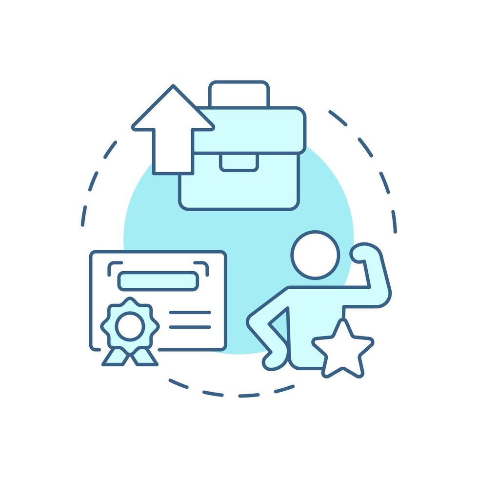 Development opportunities soft blue concept icon. Employee growth, professional. Business career. Round shape line illustration. Abstract idea. Graphic design. Easy to use in article, blog post vector