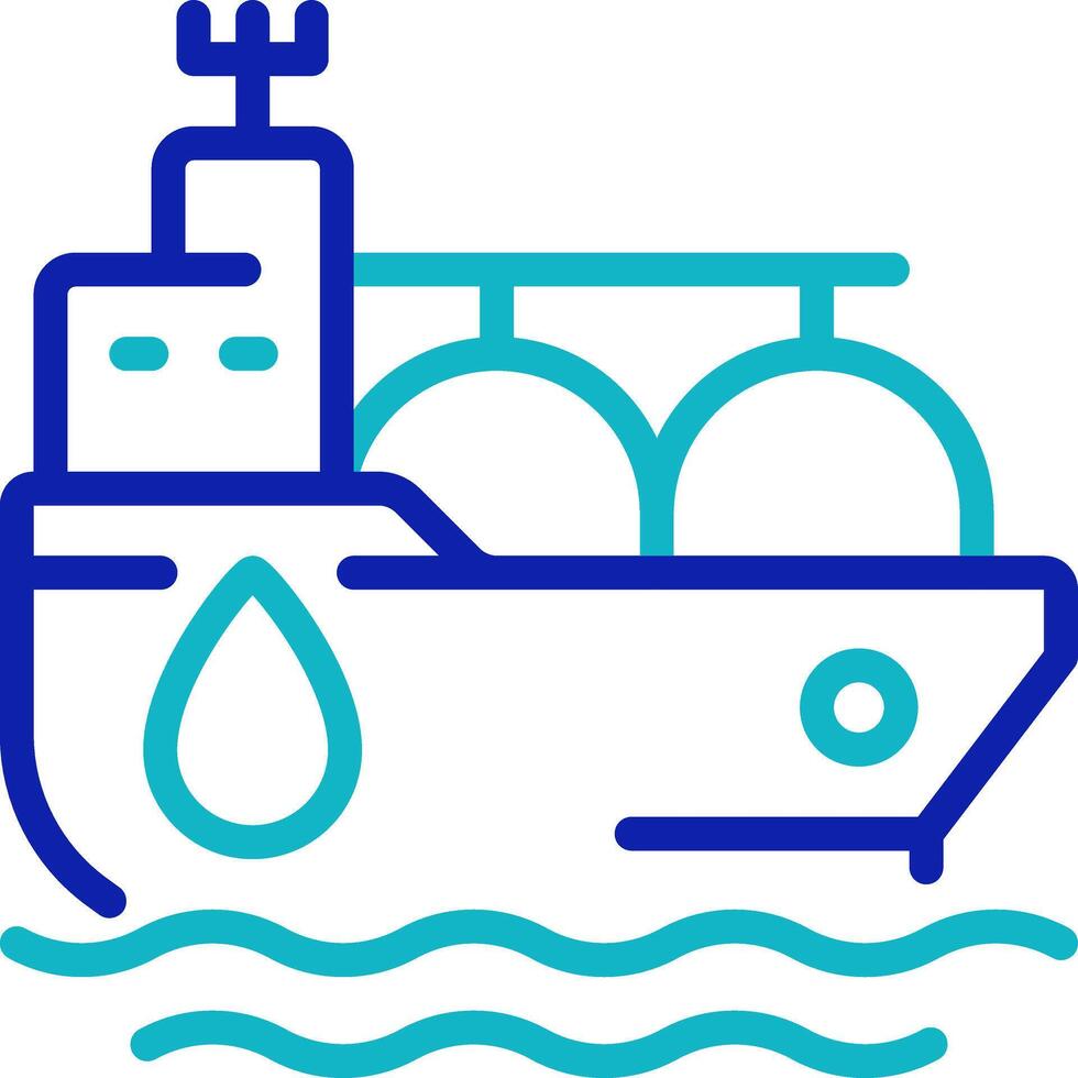 Tanker ship pixel perfect two color line icon. Fuel carrier vessel transporting cargo by sea. Marine transport bicolor outline symbol. Duotone linear pictogram. Isolated illustration. Editable stroke vector