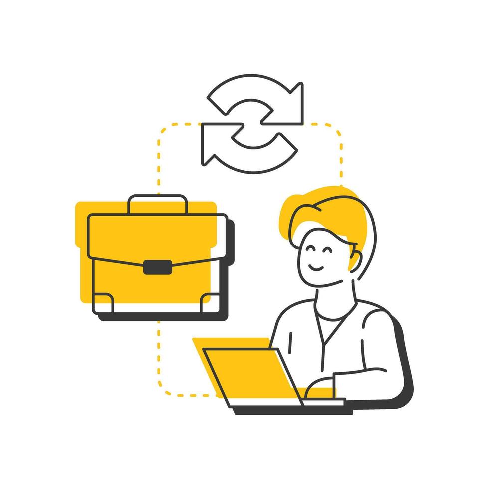 Adaptive changes modern linear concept icon. Small, incremental adjustments. Type of organizational transformation. Flat outline elements connected with dotted lines. Creative visual. Easy to edit vector