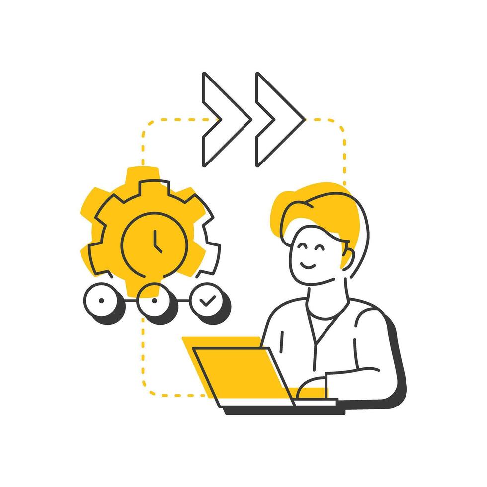 Transitional change modern linear concept icon. Maintaining new business state. Type of organizational transformation. Flat outline elements connected with dotted lines. Creative visual. Easy to edit vector