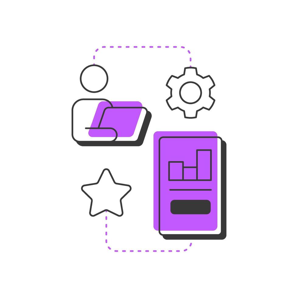 Implement changes modern linear concept icon. Put shift plans into actions. Stage of organizational transformation. Flat outline elements connected with dotted lines. Creative visual. Easy to edit vector