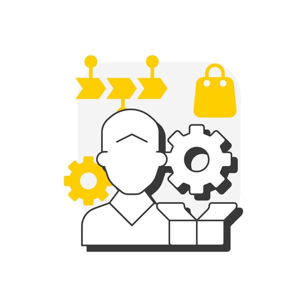 Service blueprint flat outline concept icon. Diagram of customer and organization delivery. Gap analysis tool. Modern line illustration with yellow glyphs. Conceptual visual. Easy to edit vector