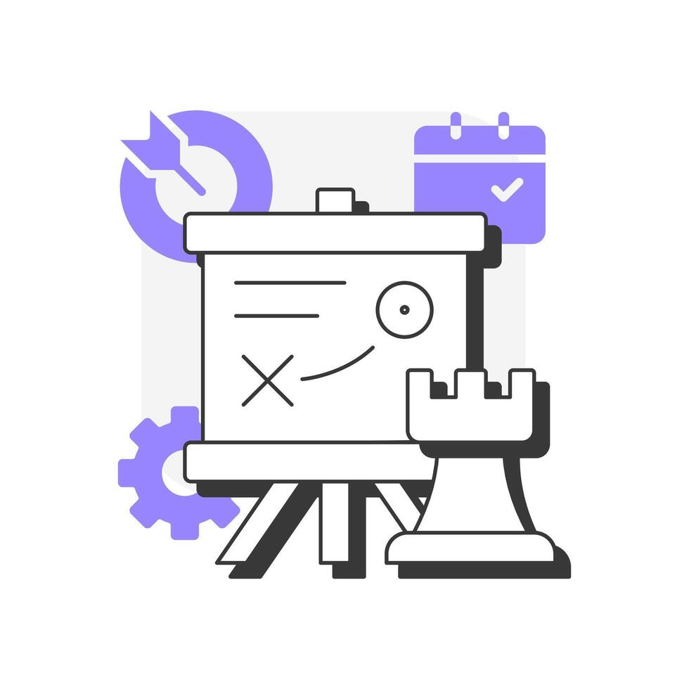 Future state flat outline concept icon. Define organization strategic goals. Stage of gap analysis strategy. Modern line illustration with purple glyphs. Conceptual visual. Easy to edit vector