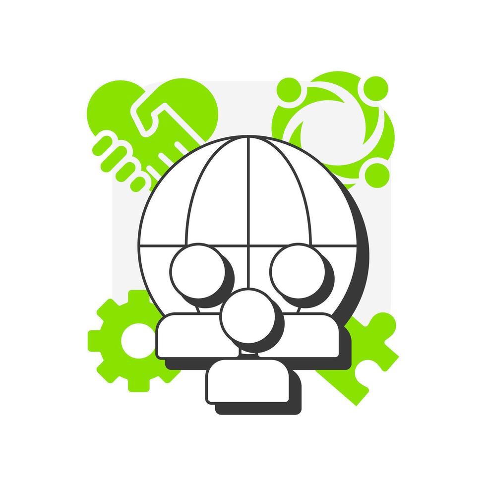 Culture flat outline concept icon. Shared values, beliefs, behaviors and norms. Nadler Tushman congruence framework. Modern line illustration with green glyphs. Conceptual visual. Easy to edit vector