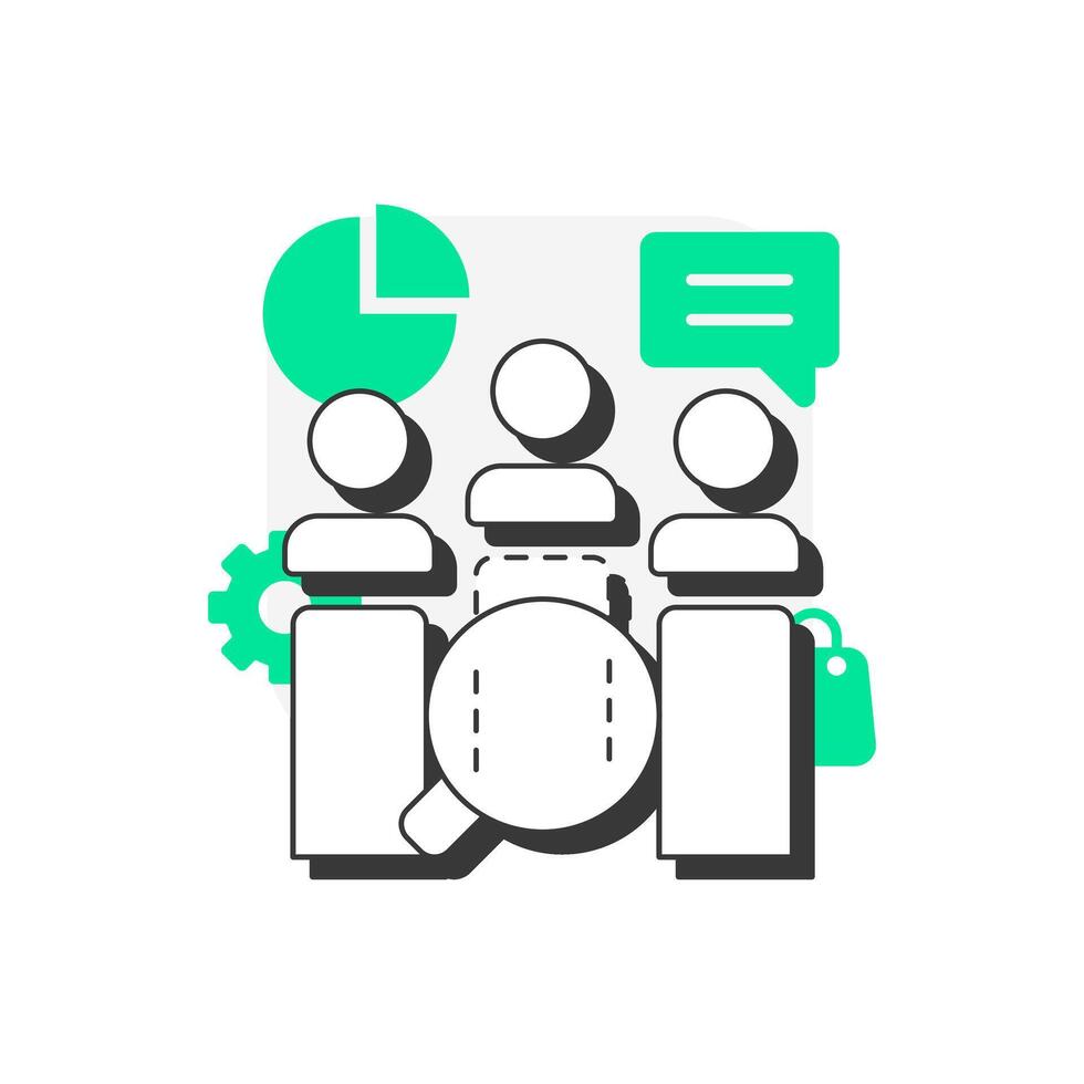 Needs gap analysis flat outline concept icon. What customers and users truly demand. Public sector services work. Modern line illustration with green glyphs. Conceptual visual. Easy to edit vector