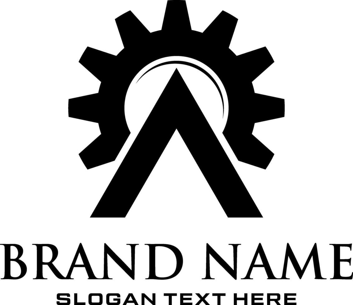 initial a with gear logo design vector