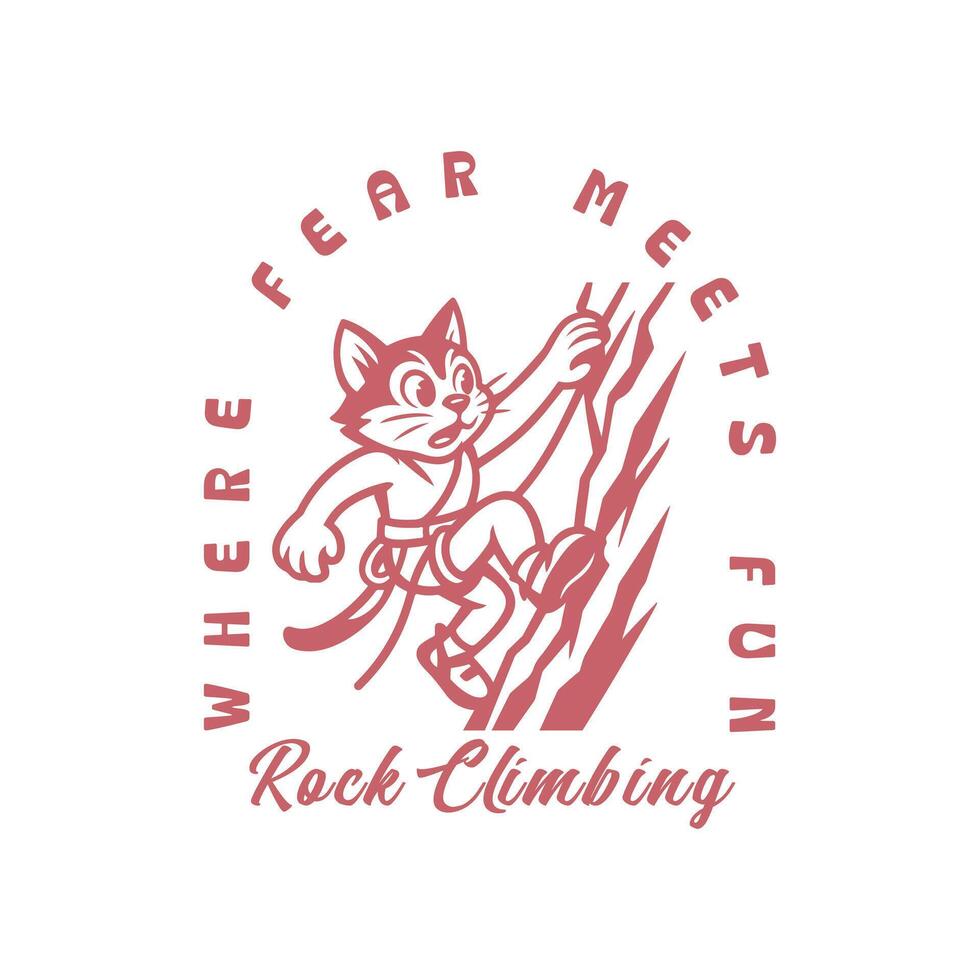 Rock climbing cat, adventure cat lover t shirt design vector