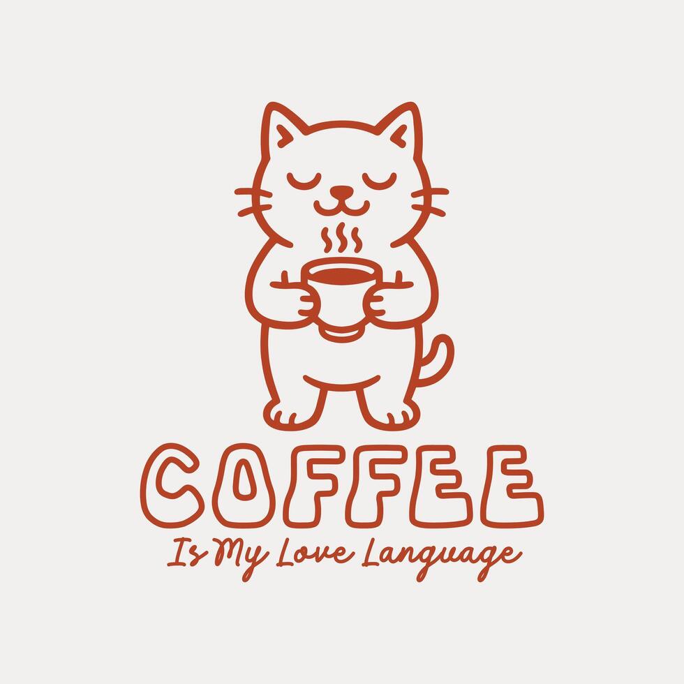 Coffee is my love language. Coffee cat t shirt design vector