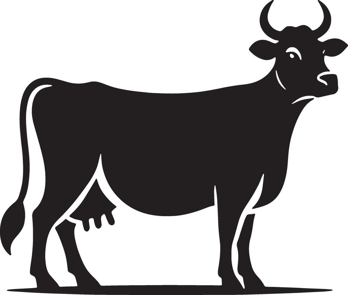 A black cow standing in front of a white background vector
