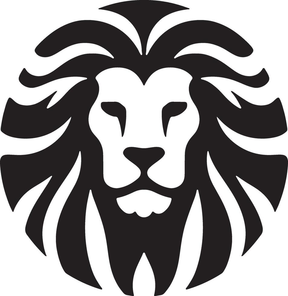 Lion head logo, black and white with a white background. vector