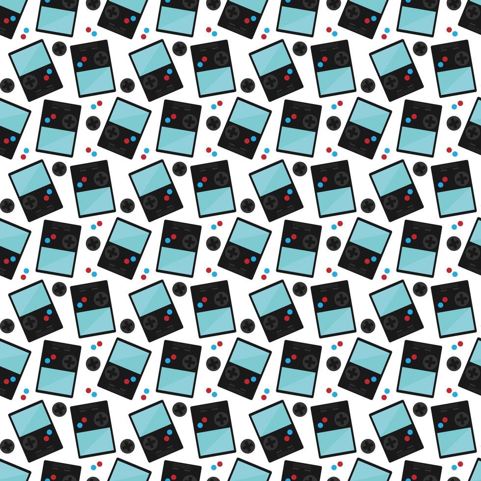 Retro game boy console joystick. Seamless gamepad pattern with gaming controller vector