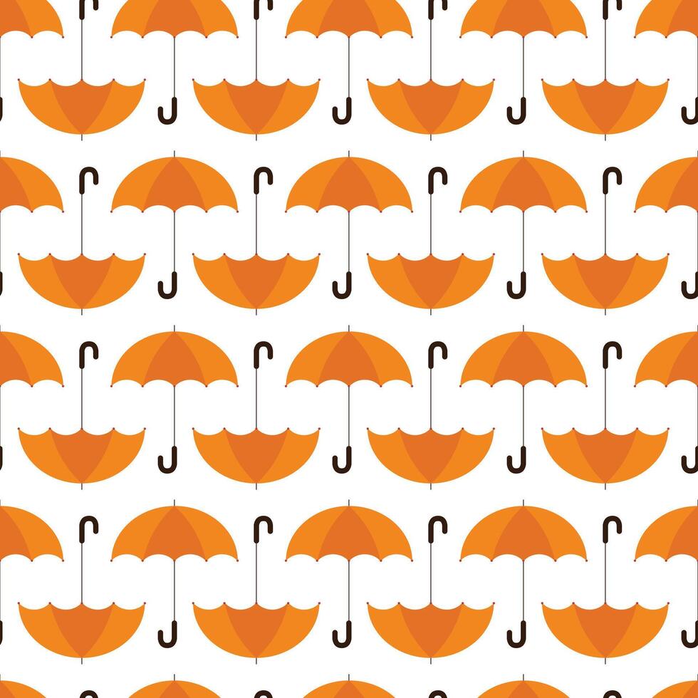 Autumn umbrella seamless pattern. Rainy orange umbrella weather design vector