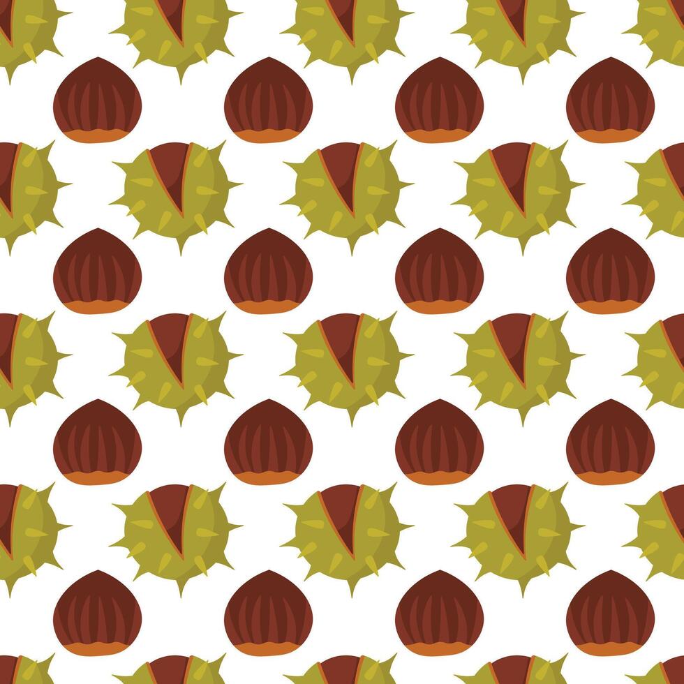 Autumn chestnut seamless pattern. Seamless rustic chestnuts pattern vector
