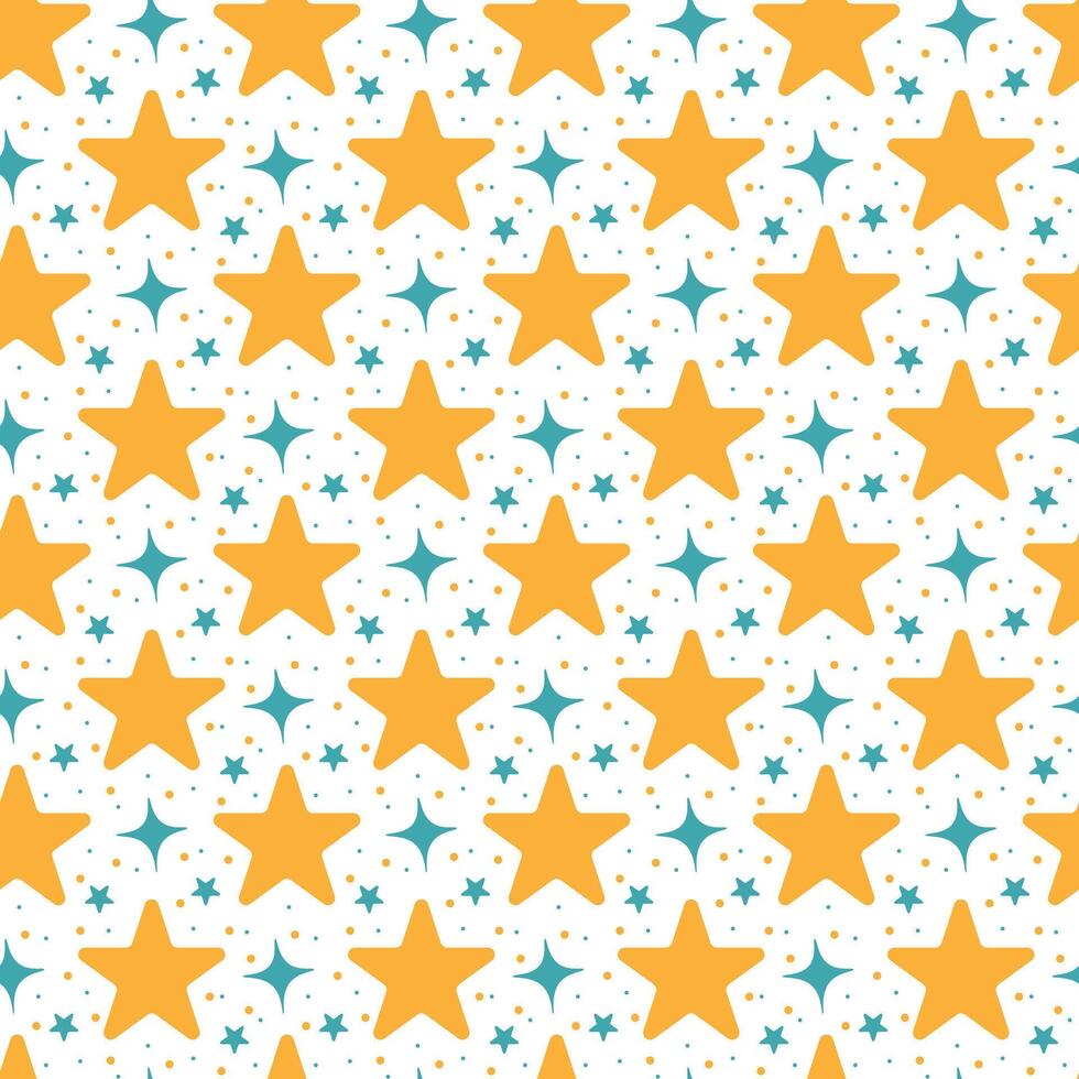 Seamless star pattern with bright yellow and blue sparkle design vector