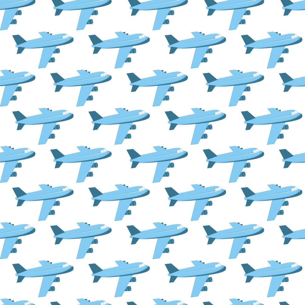 Plane aviation flight sky travel background. Seamless airplane pattern vector