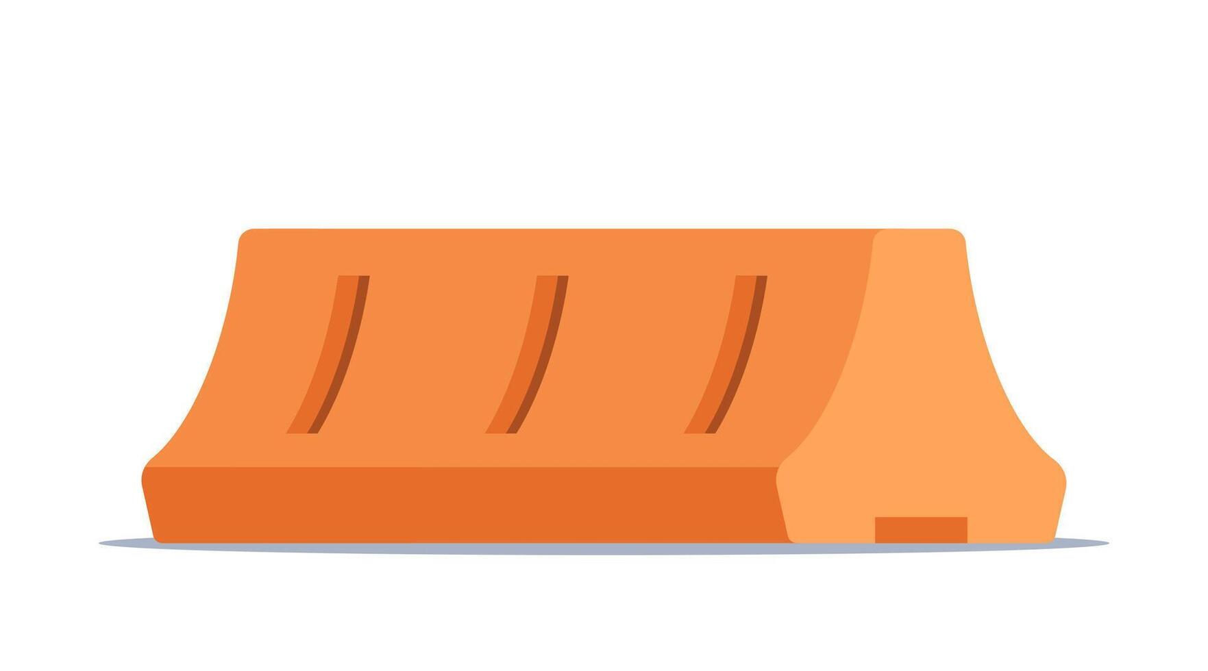 Road plastic barrier. Equipment to separate lanes of vehicular motion and protect vulnerable areas. Traffic barricade temporary. illustration. vector