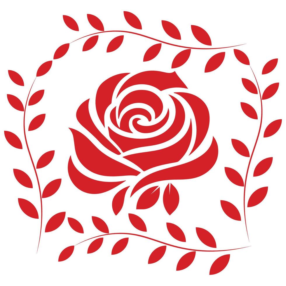 A full, single red rose on a white background vector