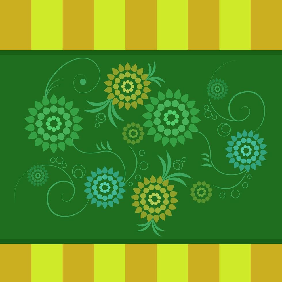 Seamless flower green retro background pattern vector