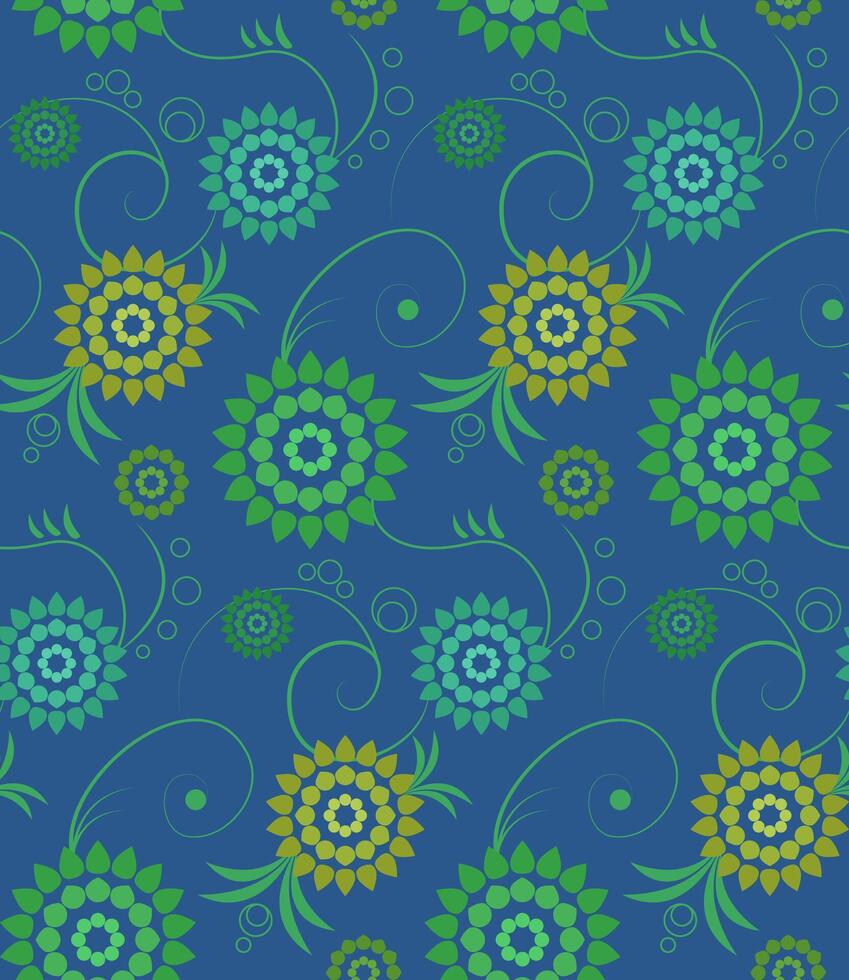 Floral pattern on blue background vector