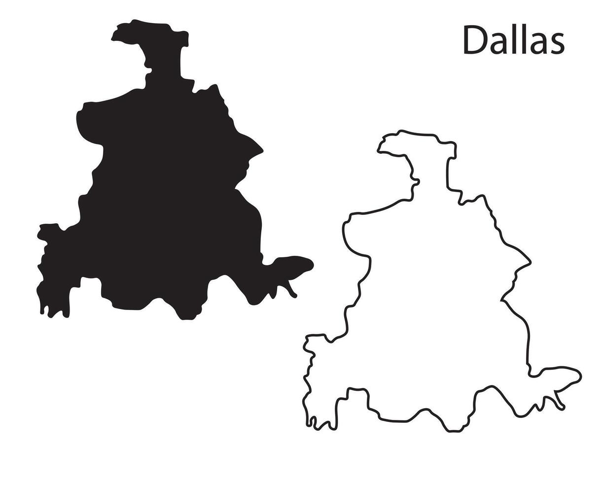 Dallas city map silhouette, Outline of Texas USA city vector