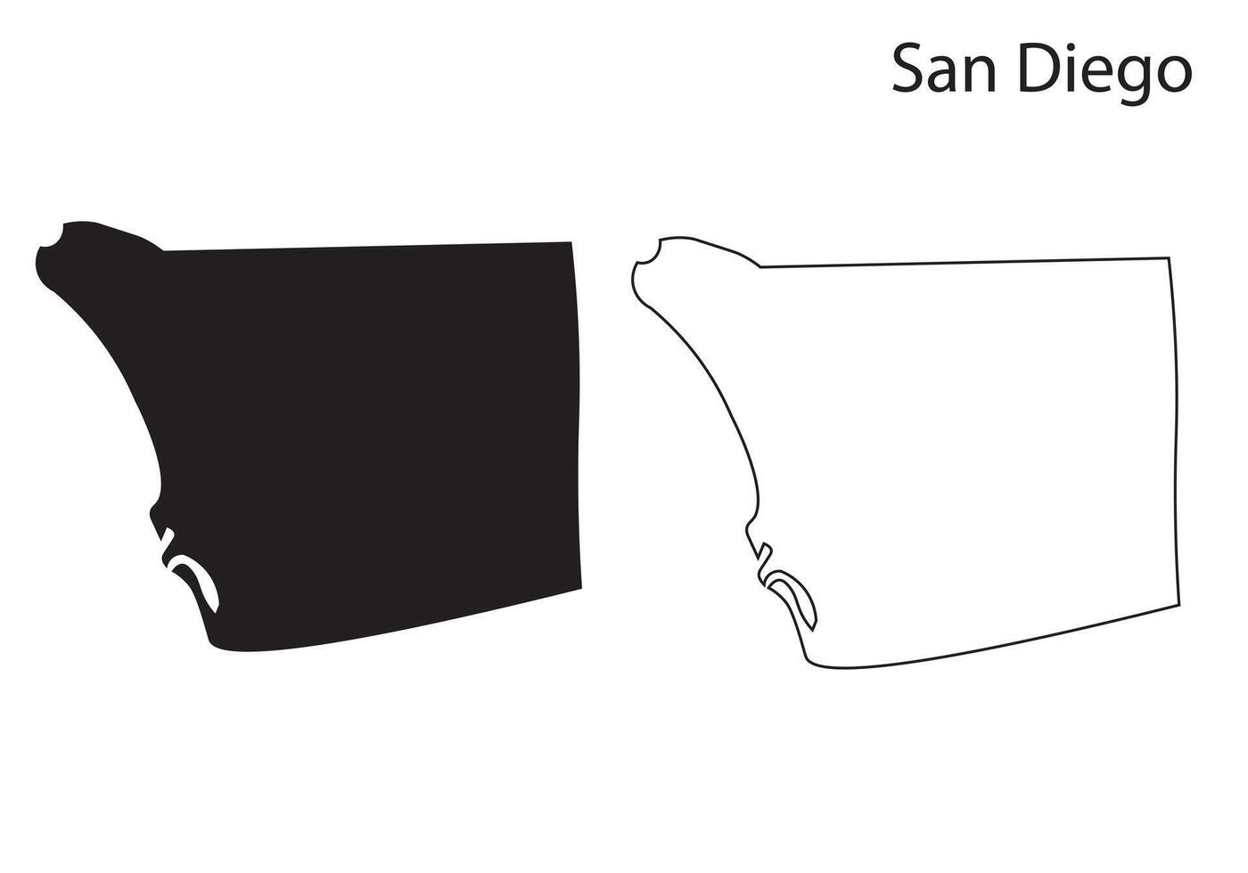San Diego map silhouette, outline of USA city vector