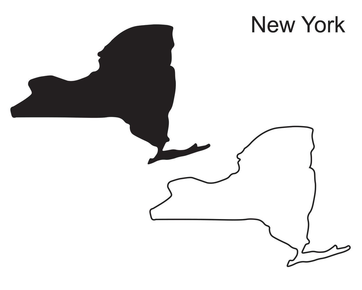 New York map silhouette, outline of USA city vector