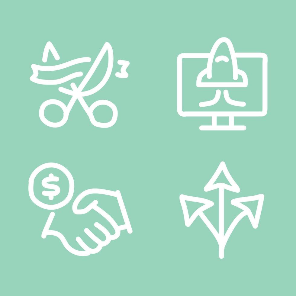 Set of startup and finance icons, cute decorative brush stroke lines. vector