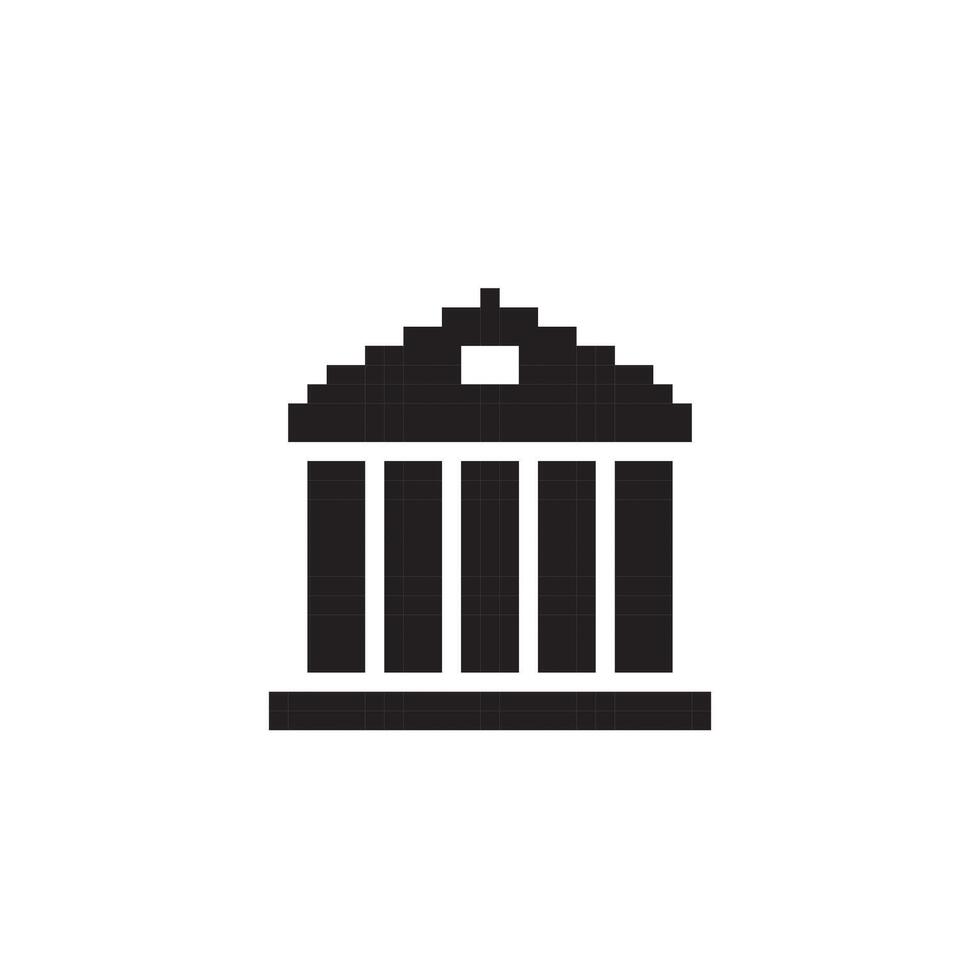 bank building icon pixel art vector