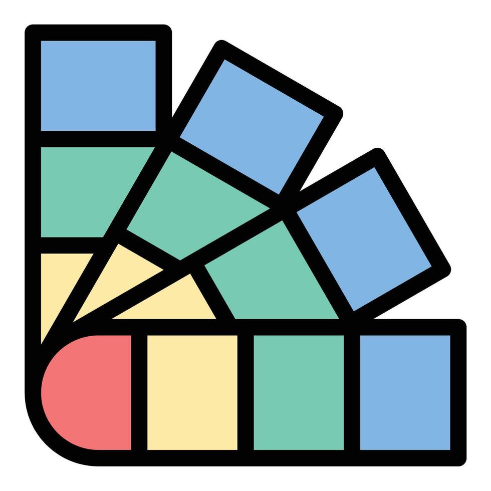 Color Pantone icon flat line style illustration representing standardized color selection and design consistency, suitable for branding, graphic design, and printing industry projects vector