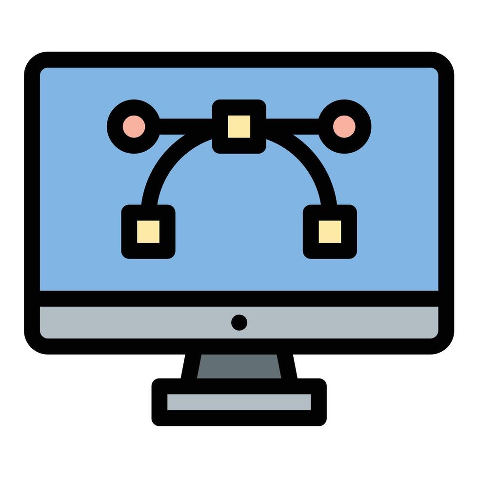 Graphic design icon flat line style illustration representing visual communication and creative layout, suitable for branding, digital media, and design-related projects vector
