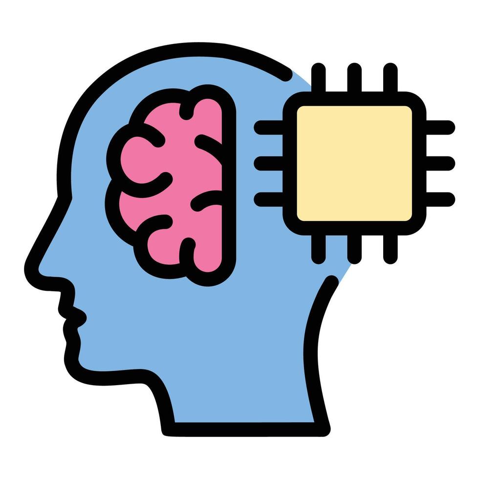 Artificial intelligence engineering icon flat line style illustration representing AI development and smart technology solutions, suitable for machine learning projects, robotics, and innovative tech vector