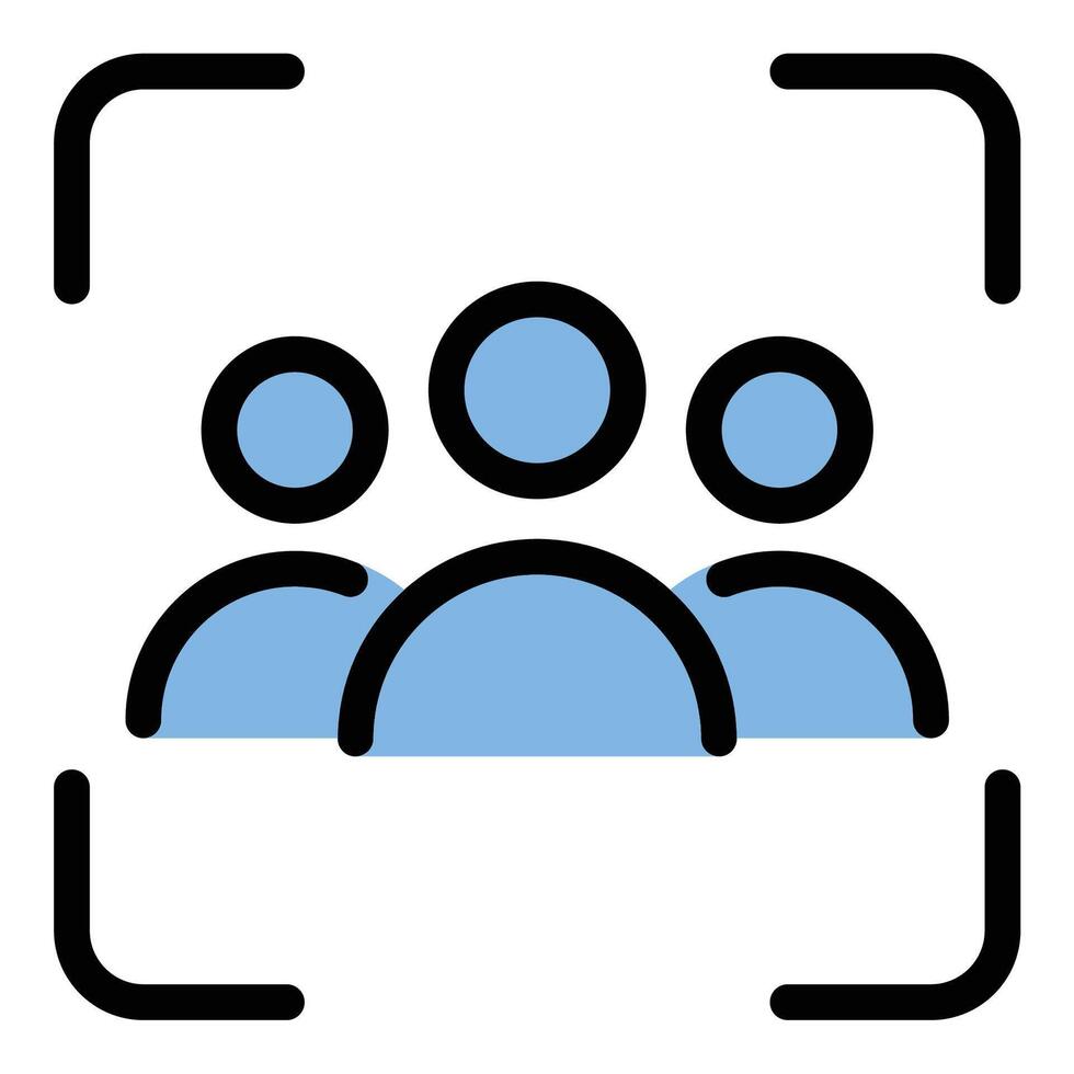 Meeting icon flat line style illustration representing collaboration and group discussion, suitable for business presentations, team coordination, and scheduling applications vector