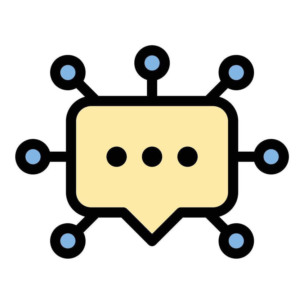 Network chat icon flat line style illustration representing real-time communication and digital connectivity, suitable for messaging platforms, social networking, and online collaboration tools vector
