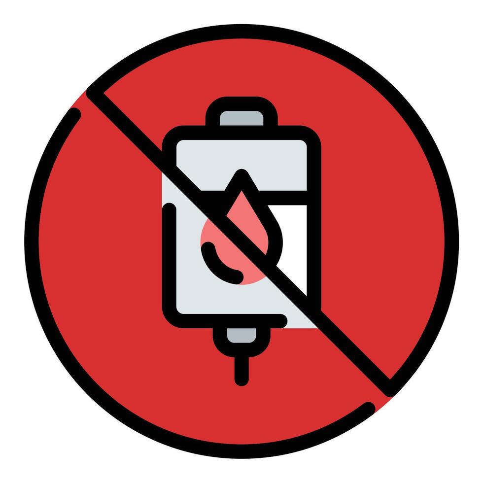 Forbidden blood icon flat line style illustration representing restricted or ineligible blood donation, suitable for medical guidelines, health screenings, and awareness campaigns vector