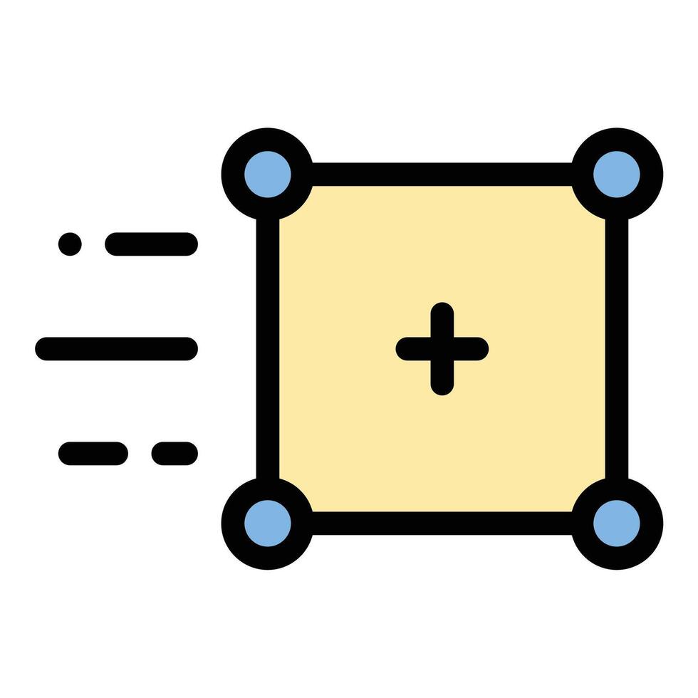 Match moving icon flat line style illustration representing motion tracking and 3D integration in , suitable for visual effects, film production, and augmented reality projects vector