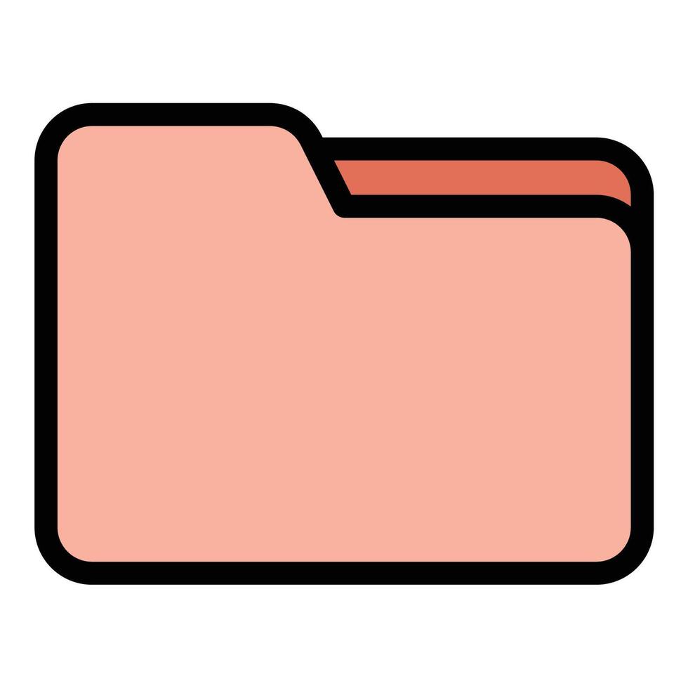 Folder icon flat line style illustration representing file organization and document storage, suitable for office systems, digital interfaces, and productivity applications vector
