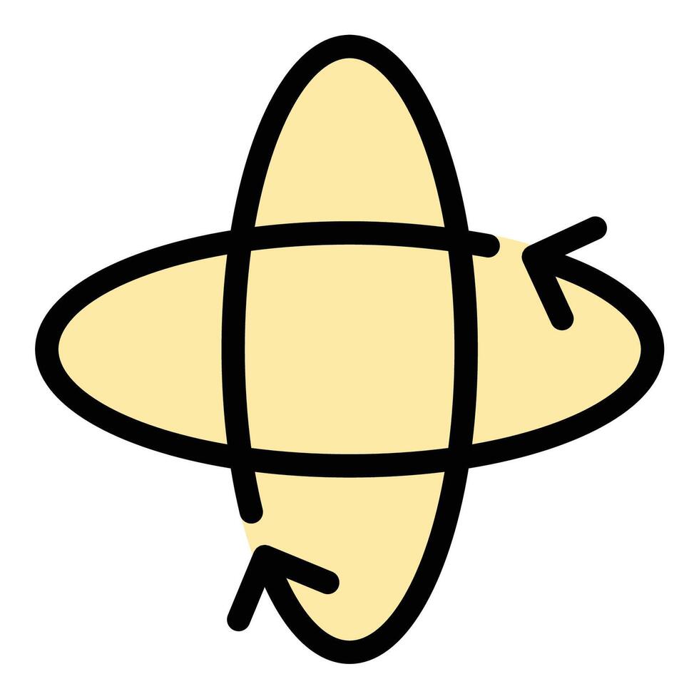 360 degrees icon flat line style illustration representing full rotation or immersive viewing, suitable for virtual tours, 3D visualization, and interactive media projects vector