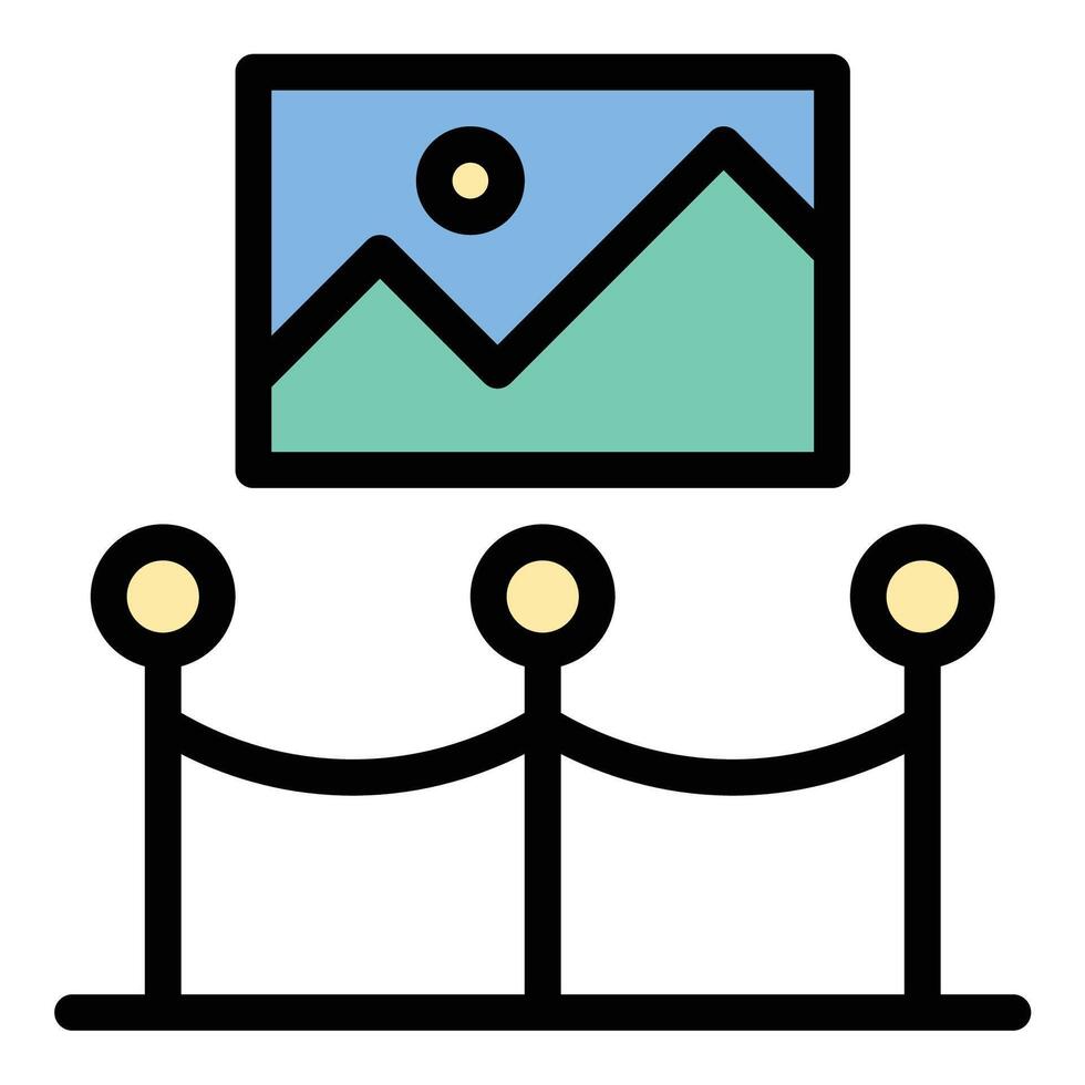 Museum icon flat line style illustration representing cultural heritage and historical exhibitions, suitable for educational materials, tourism guides, and art or history-related projects vector