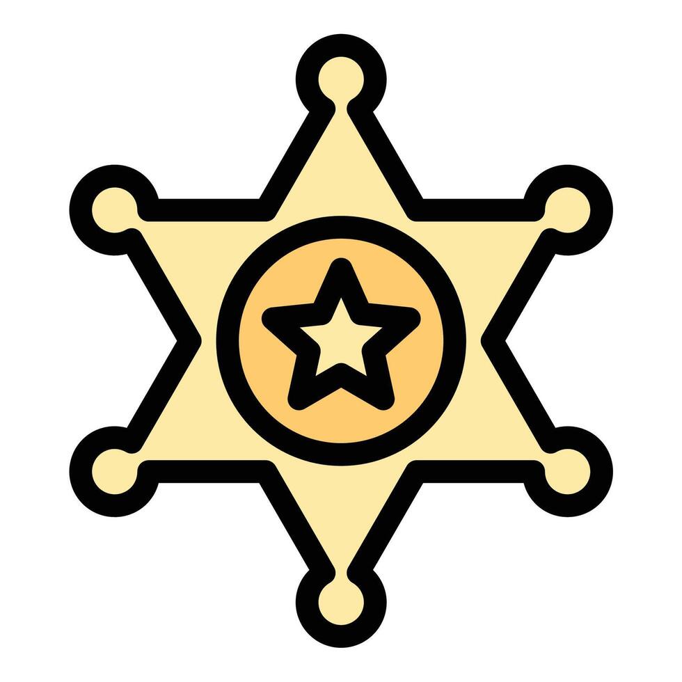 Sheriff badge icon flat line style illustration representing regional law enforcement authority and public safety, suitable for legal, security, and law-themed projects or educational materials vector