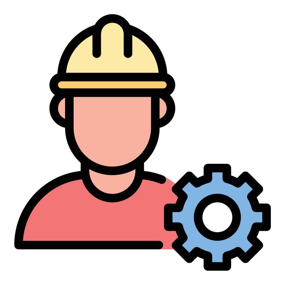 Engineer icon flat line style illustration representing technical expertise and innovation in design and development, suitable for engineering projects, industrial applications, and STEM education vector