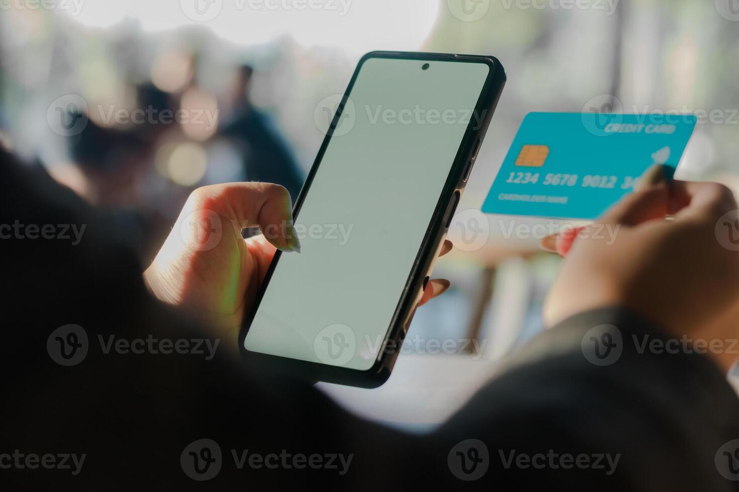 Seamless Transactions Making a Digital Purchase with Phone and photo