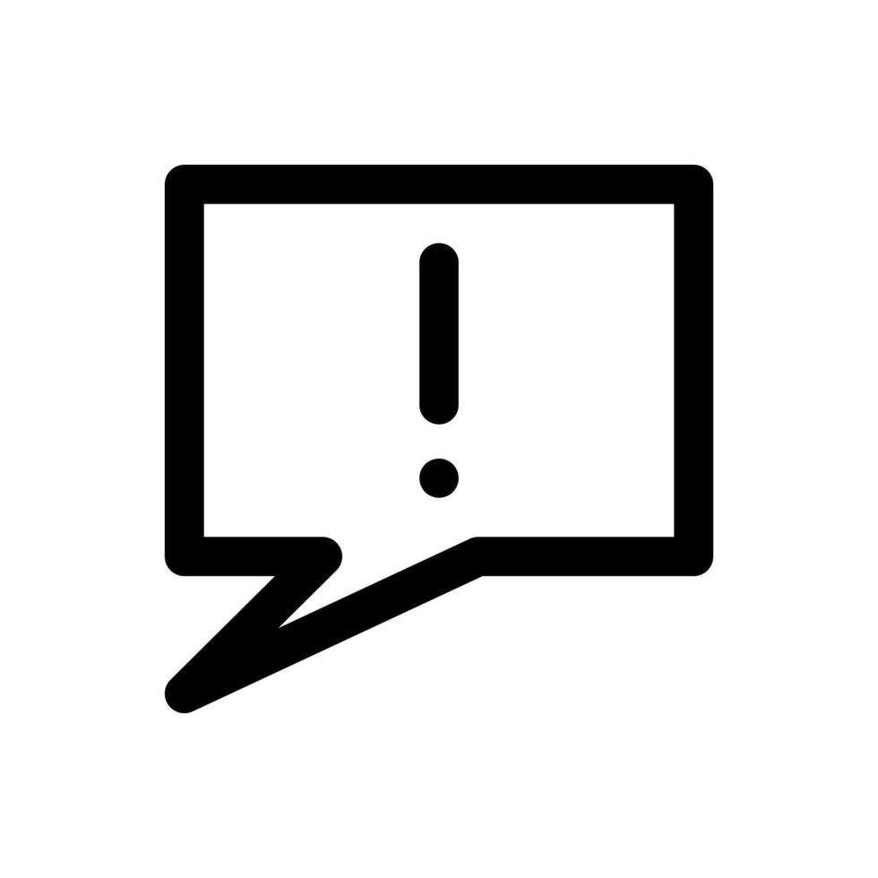 Chat box exclamation icon thick line vector