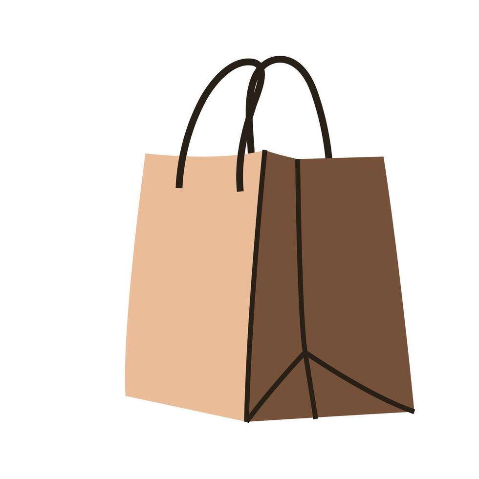 Brown kraft paper shopping bag vector