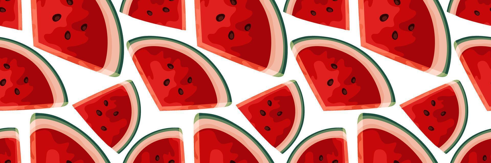 Juicy seamless pattern with watermelon slices. For summer backgrounds, food packaging, fabric prints vector