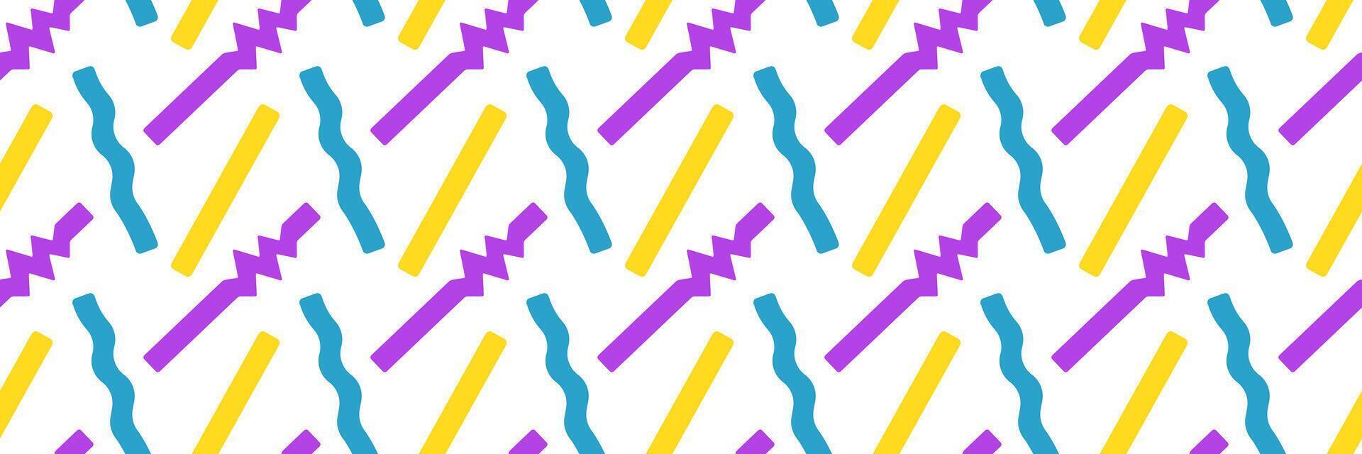 Dynamic seamless pattern with abstract geometric shapes and wavy lines vector